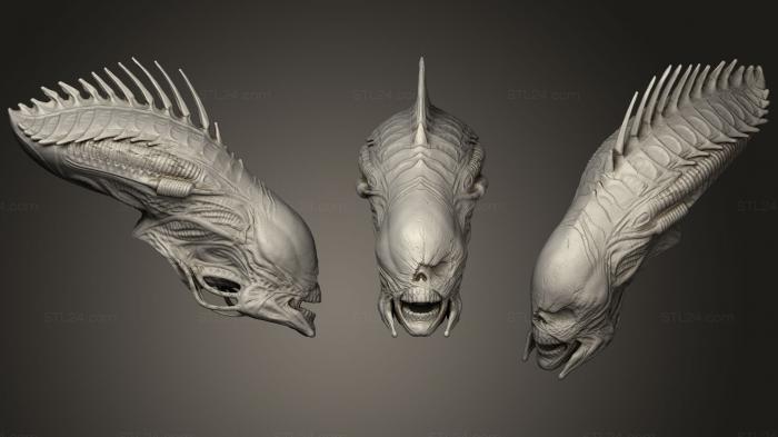 Figurines simple (Xenomorph Head, STKPR_0023) 3D models for cnc